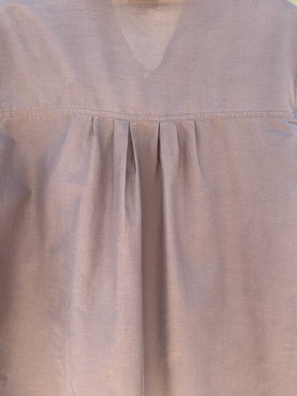 J. Jill Silk Blend Button Down Taupe Brown Empire Waist Blouse Romantic Office - Picture 5 of 10